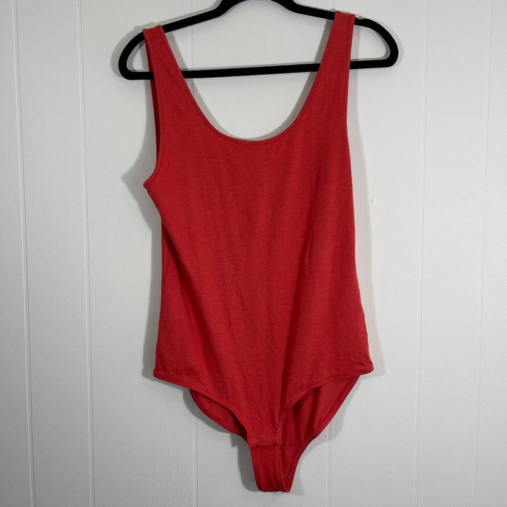 Madewell Light Red Scoop Neck Body Suit - Cotton - Size L - NWT